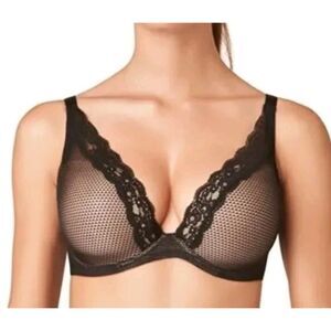 Passionata Brooklyn Bra Black Lined Plunge 5701 36DDD T-Shirt